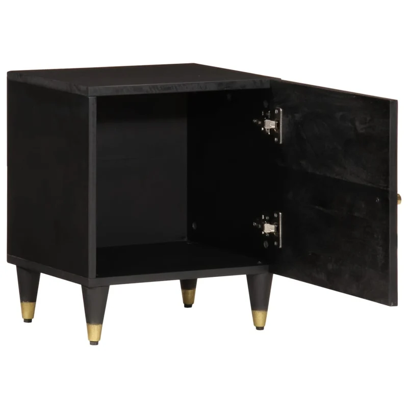 Table de chevet avec compartiment avec porte 40 x 33 x 46 cm bois de manguier et fer DEC032973