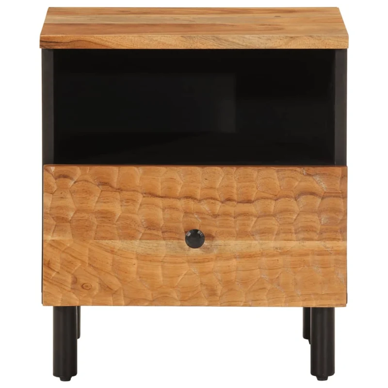 Table de chevet avec tiroir et étagère 40 x 33 x 46 cm bois d'acacia et fer DEC032959
