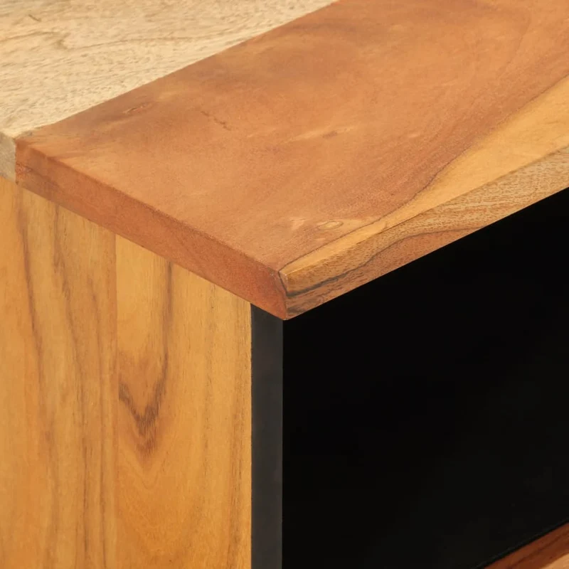 Table de chevet avec tiroir et étagère 40 x 33 x 46 cm bois d'acacia et fer DEC032959