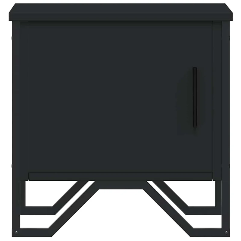 Table de chevet avec compartiment avec porte 40 x 30 x 40 cm aggloméré noir et métal DEC034384