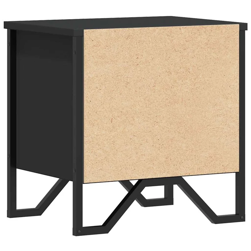 Table de chevet avec compartiment avec porte 40 x 30 x 40 cm aggloméré noir et métal DEC034384