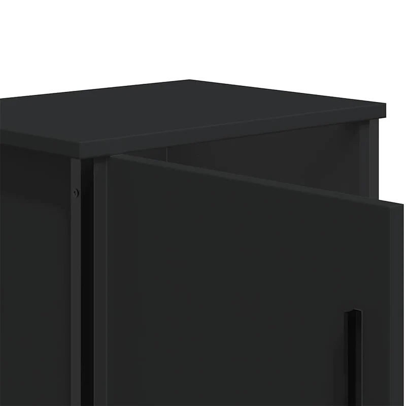 Table de chevet avec compartiment avec porte 40 x 30 x 40 cm aggloméré noir et métal DEC034384