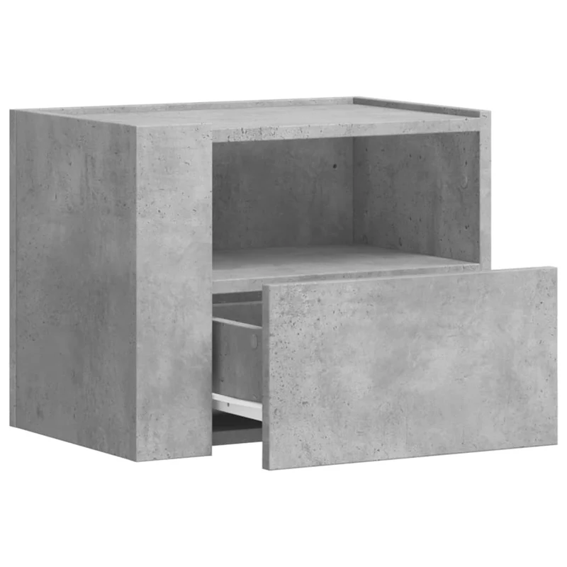 Table de chevet murale avec tiroir 45 x 30 x 35 cm en bois d'ingénierie gris DEC034299