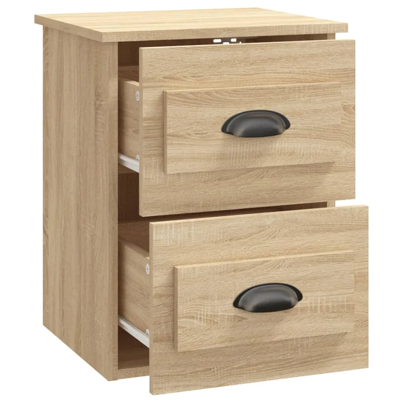 Table de chevet murale avec deux tiroirs 41,5 x 36 x 53 cm en bois d'ingénierie couleur chêne DEC034286