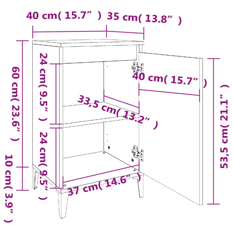 Table de chevet avec compartiment avec porte 40 x 35 x 70 cm bois d'ingénierie gris DEC034015