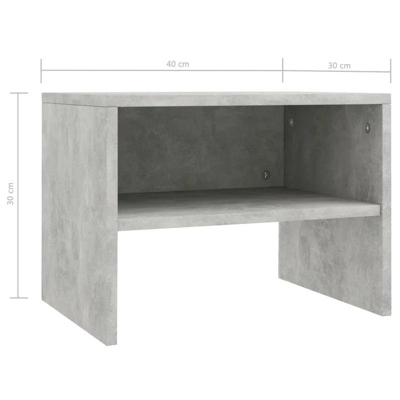 Table de chevet avec compartiment ouvert 40 x 30 x 30 cm bois ingénierie gris DEC033973