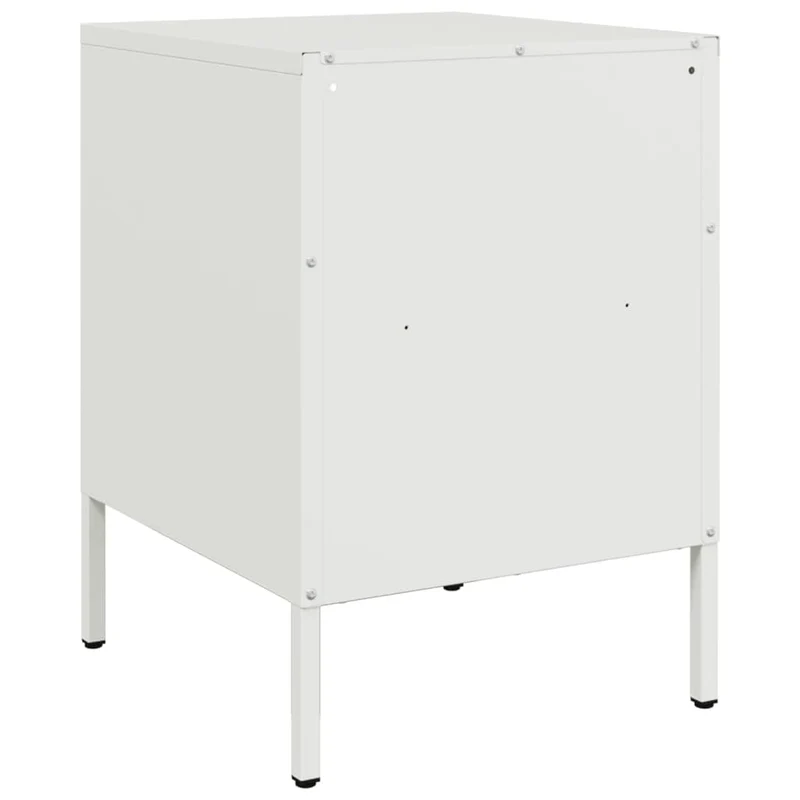 Table de chevet avec tiroir et compartiment ouvert 36 x 39 x 50,5 cm acier blanc DEC033308
