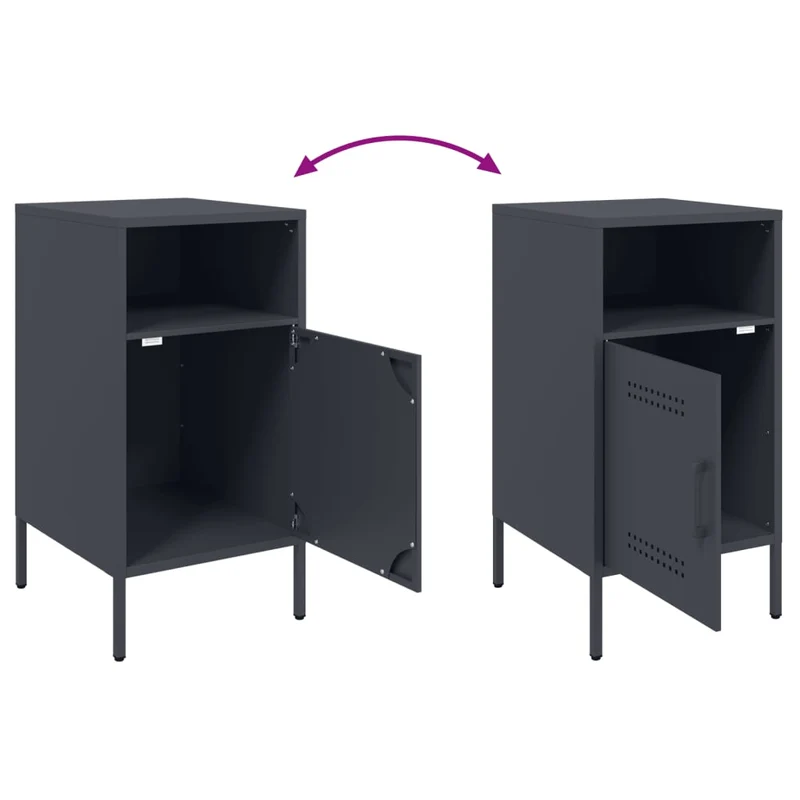 Table de chevet avec 2 compartiments 36 x 39 x 68 cm acier anthracite DEC033105