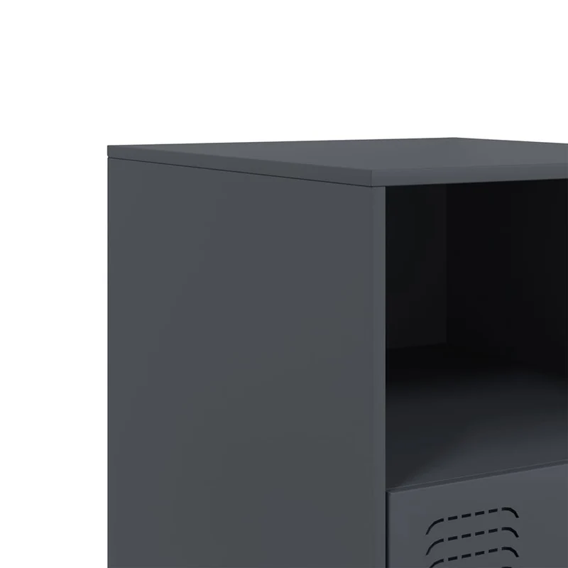 Table de chevet avec tiroir et compartiment ouvert 34,5 x 39 x 44 cm acier anthracite DEC033086