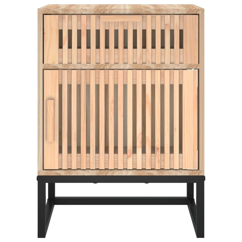Table de chevet avec compartiment avec porte et tiroir 40 x 30 x 55,5 cm bois d’ingénierie et fer DEC032950