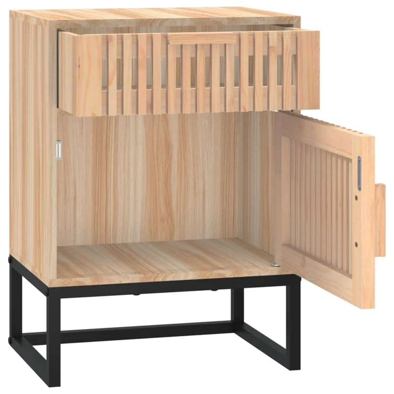 Table de chevet avec compartiment avec porte et tiroir 40 x 30 x 55,5 cm bois d’ingénierie et fer DEC032950