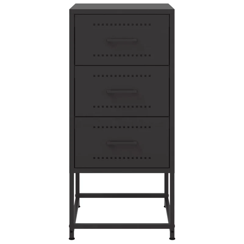 Table de chevet avec 3 tiroirs 36 x 39 x 78 cm acier noir DEC034377