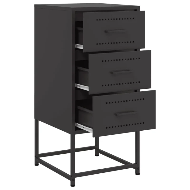 Table de chevet avec 3 tiroirs 36 x 39 x 78 cm acier noir DEC034377