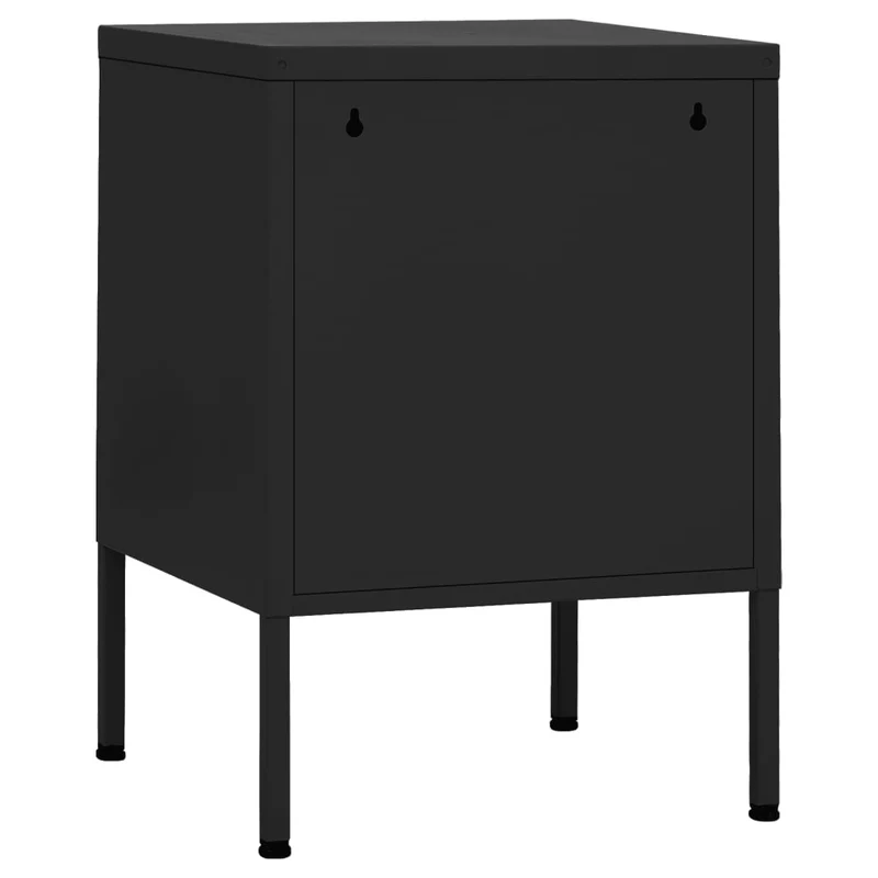 Table de chevet avec compartiment avec porte 35 x 35 x 51 cm acier noir DEC034362