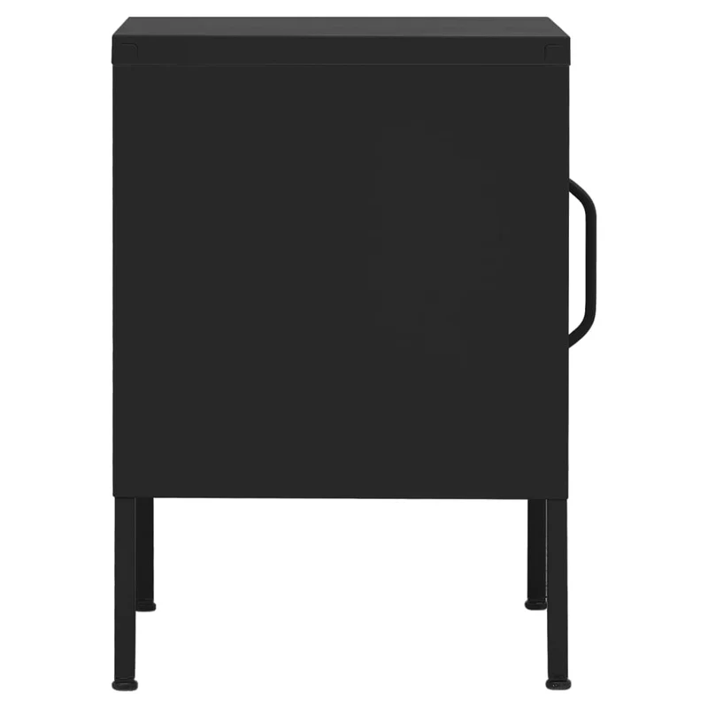 Table de chevet avec compartiment avec porte 35 x 35 x 51 cm acier noir DEC034362
