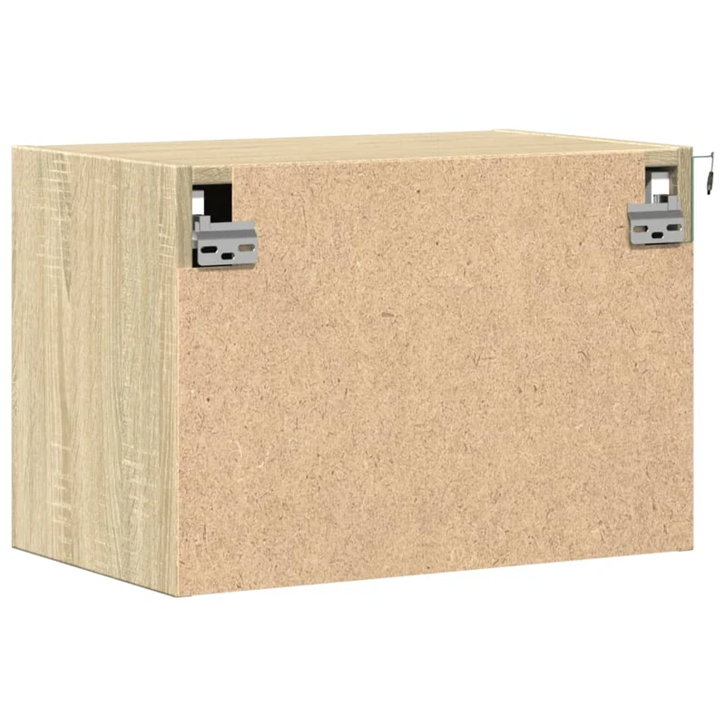 Table de chevet murale avec lumières LED et compartiment avec porte 50 x 31 x 35 cm en bois d'ingénierie couleur chêne DEC034192