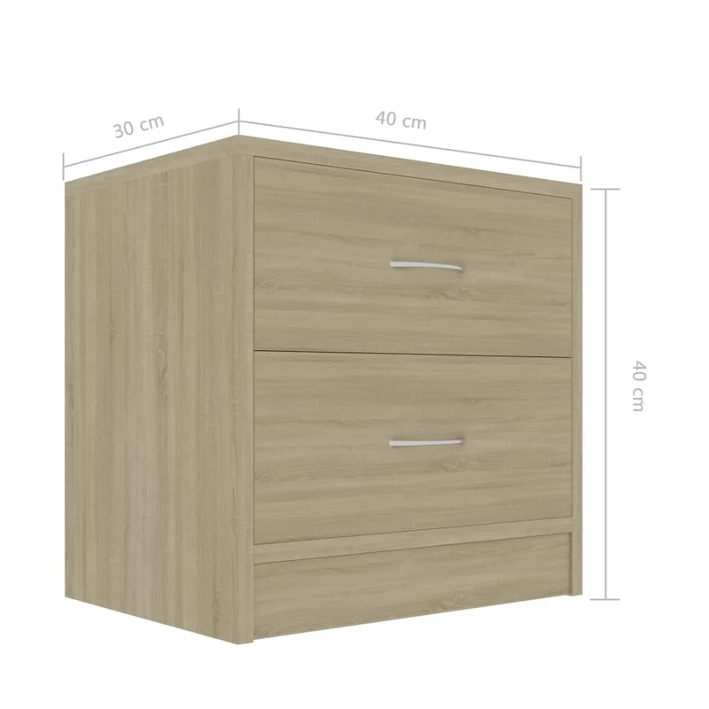 Table de chevet avec 2 tiroirs 40 x 30 x 40 cm bois d'ingénierie couleur chêne DEC033821