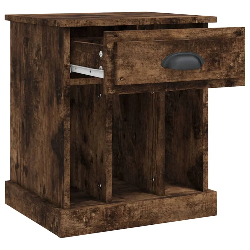 Table de chevet avec tiroir et 3 compartiments 43 x 36 x 50 cm bois d'ingénierie marron DEC033647