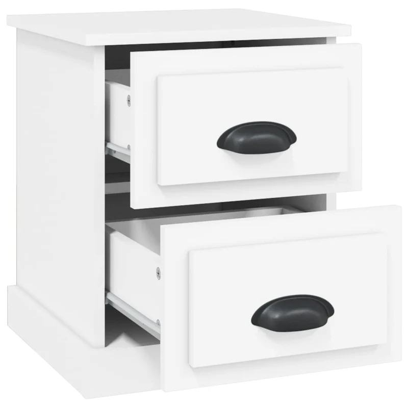 Table de chevet avec deux tiroirs 39 x 39 x 47,5 cm bois d’ingénierie blanc DEC033324