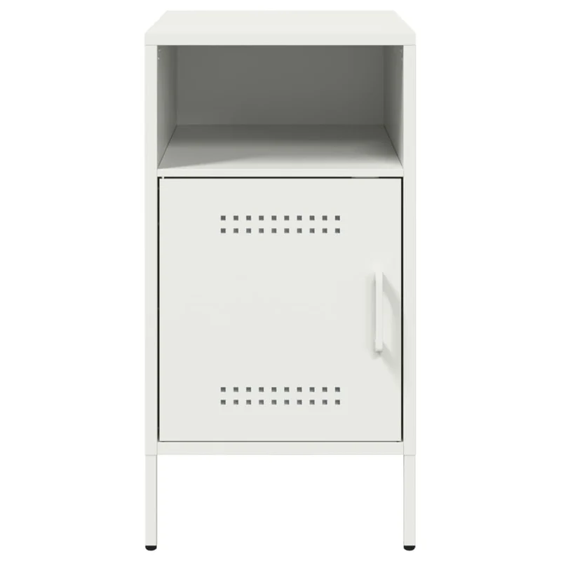 Table de chevet avec 2 compartiments 36 x 39 x 68 cm acier blanc DEC033315