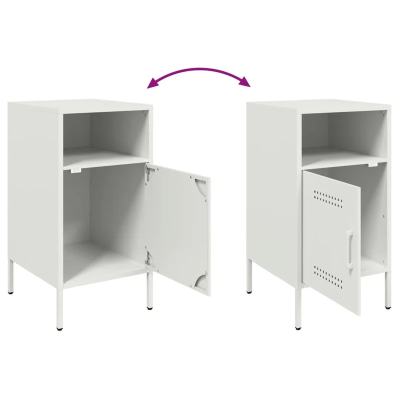 Table de chevet avec 2 compartiments 36 x 39 x 68 cm acier blanc DEC033315