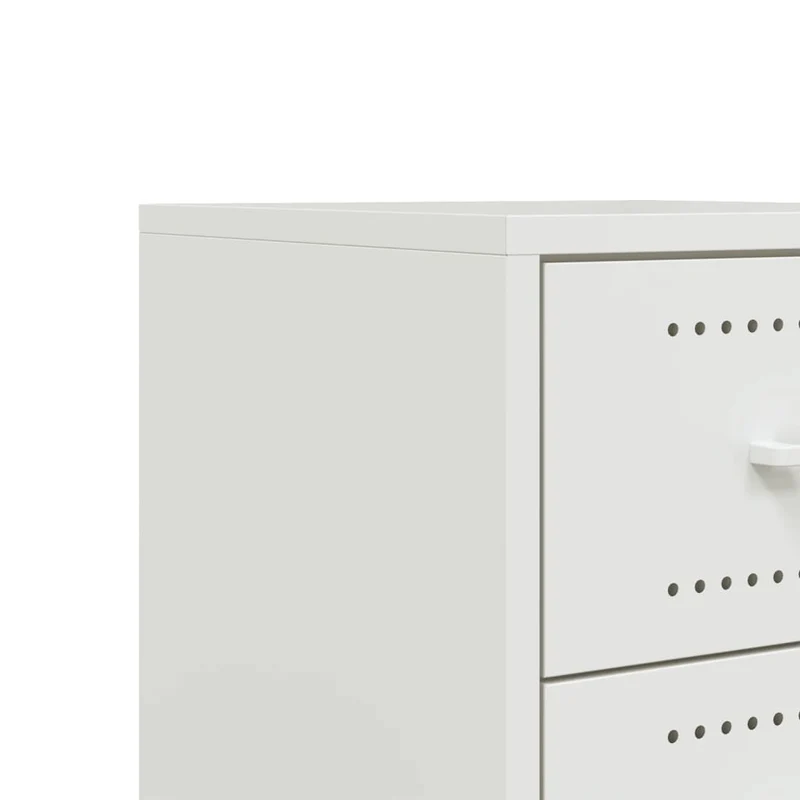 Table de chevet sur roulettes avec deux tiroirs 36 x 39 x 43,5 cm acier blanc DEC033303