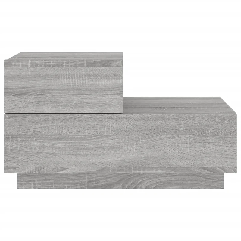 Table de chevet avec lumières LED et tiroirs 70x36x40,5 cm bois d'ingénierie gris DEC033200