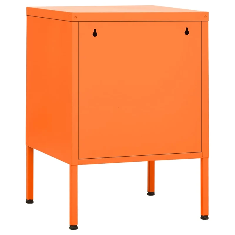 Table de chevet avec étagère réglable avec porte 35 x 35 x 51 cm acier orange DEC034553