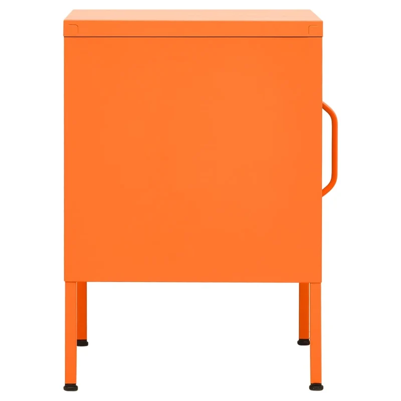 Table de chevet avec étagère réglable avec porte 35 x 35 x 51 cm acier orange DEC034553