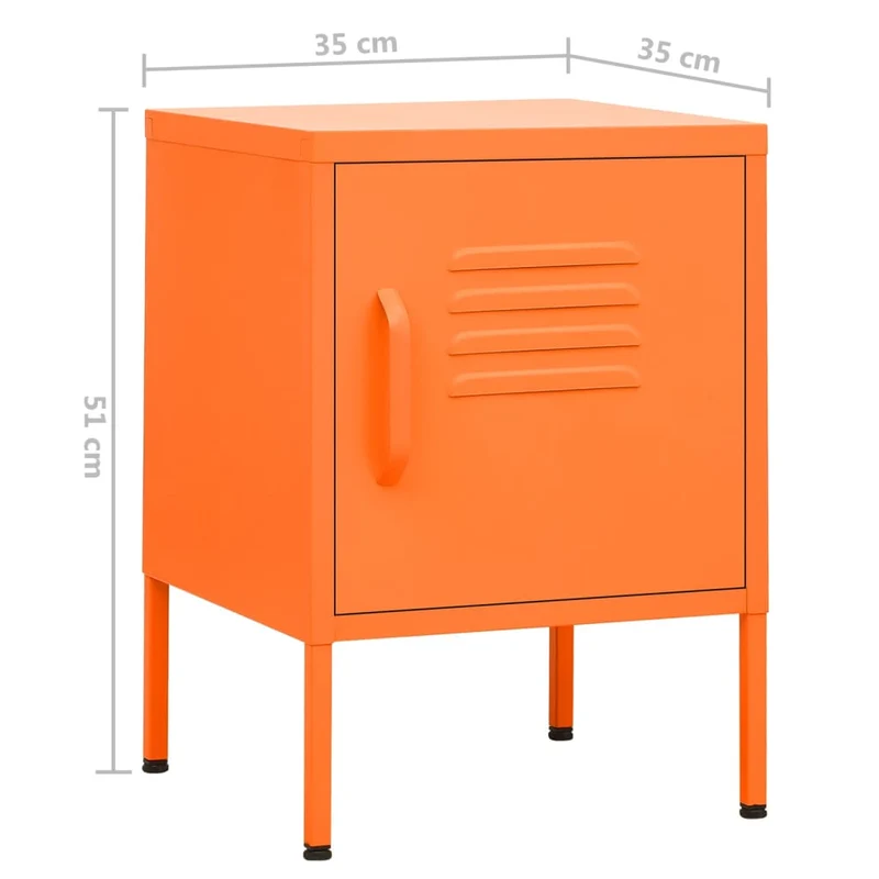 Table de chevet avec étagère réglable avec porte 35 x 35 x 51 cm acier orange DEC034553