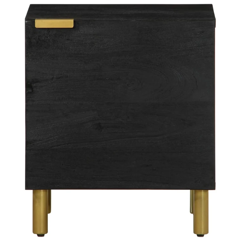 Table de chevet avec compartiment avec porte 40 x 33 x 46 cm bois de manguier noir DEC034413