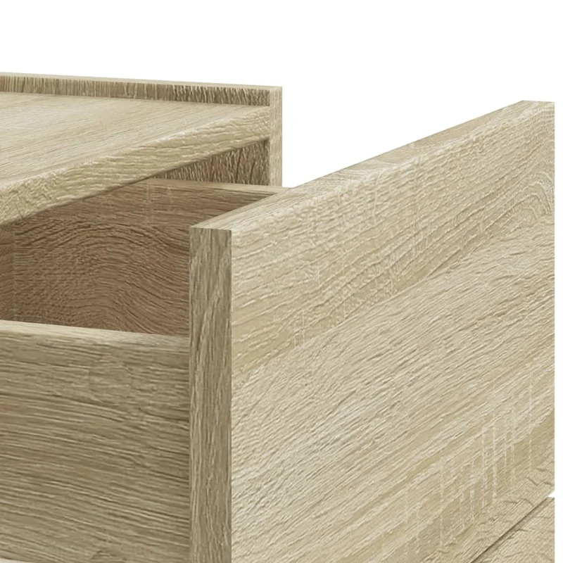 Table de chevet murale avec deux tiroirs 45 x 30 x 35 cm bois d'ingénierie couleur chêne DEC034287