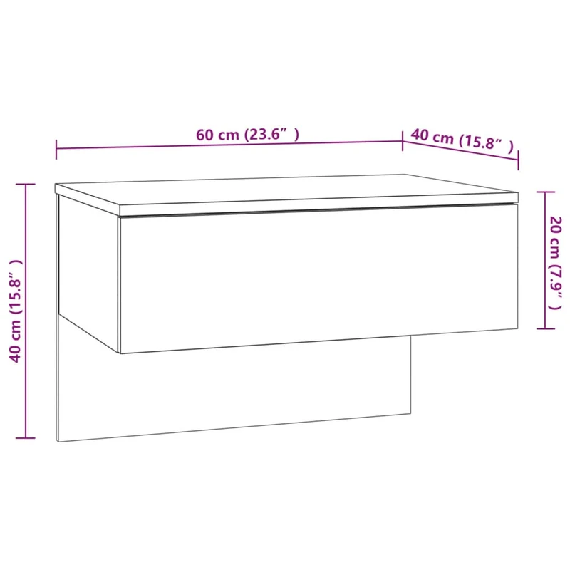 Table de chevet murale avec tiroir 60 x 40 x 40 cm en bois d'ingénierie marron DEC034252