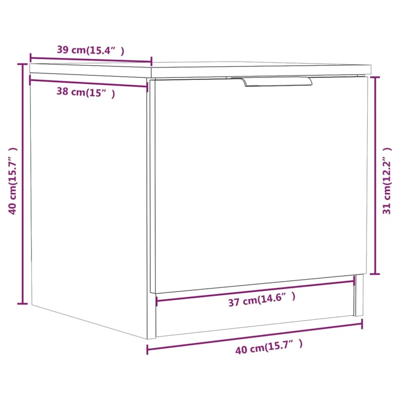 Table de chevet avec compartiment avec porte 40 x 39 x 40 cm bois d'ingénierie gris DEC034017