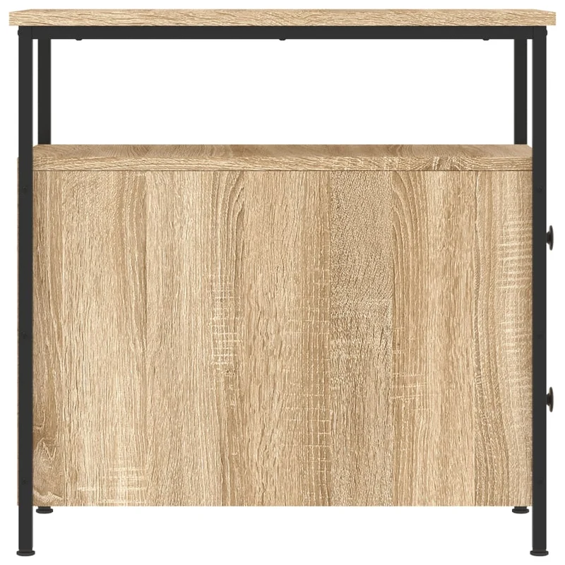 Table de chevet avec deux tiroirs et compartiment ouvert 30 x 60 x 60 cm bois d'ingénierie couleur chêne DEC033800