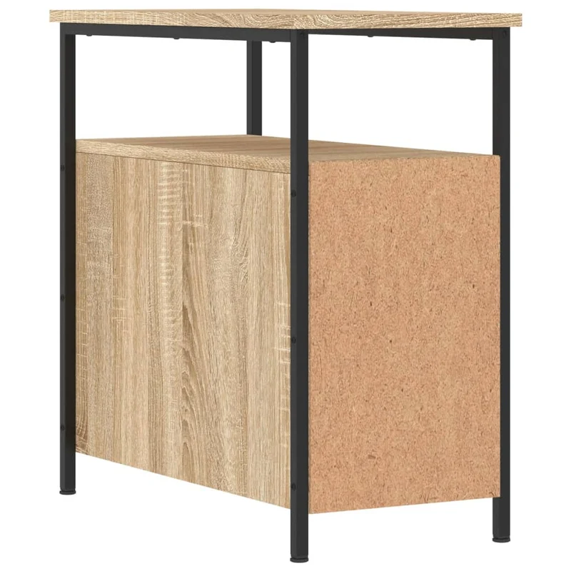 Table de chevet avec deux tiroirs et compartiment ouvert 30 x 60 x 60 cm bois d'ingénierie couleur chêne DEC033800