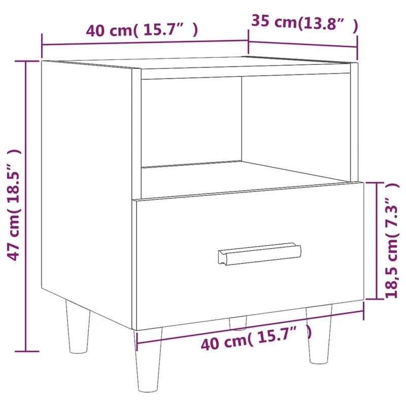 Table de chevet avec compartiment ouvert et tiroir 40 x 35 x 47 cm bois d'ingénierie marron DEC033565