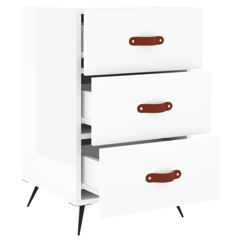 Table de chevet avec 3 tiroirs 40 x 40 x 66 cm bois d'ingénierie blanc brilliant DEC033497