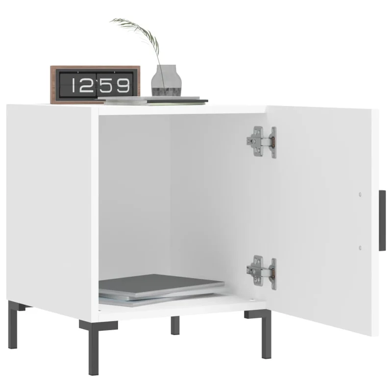 Table de chevet avec compartiment avec porte 40 x 40 x 50 cm bois d’ingénierie blanc DEC033394
