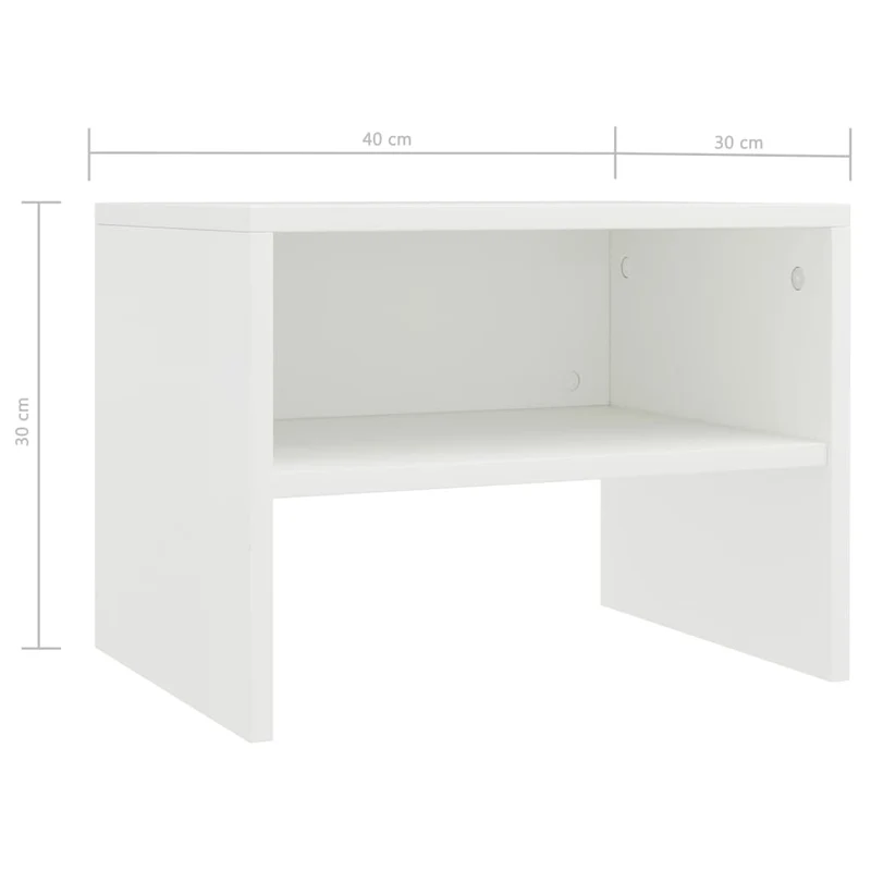 Table de chevet avec étagère 40 x 30 x 30 cm bois d'ingénierie blanc DEC033331