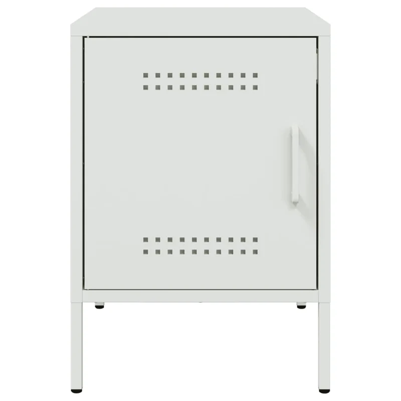 Table de chevet avec compartiment de rangement avec porte 36 x 39 x 50,5 cm acier blanc DEC033306