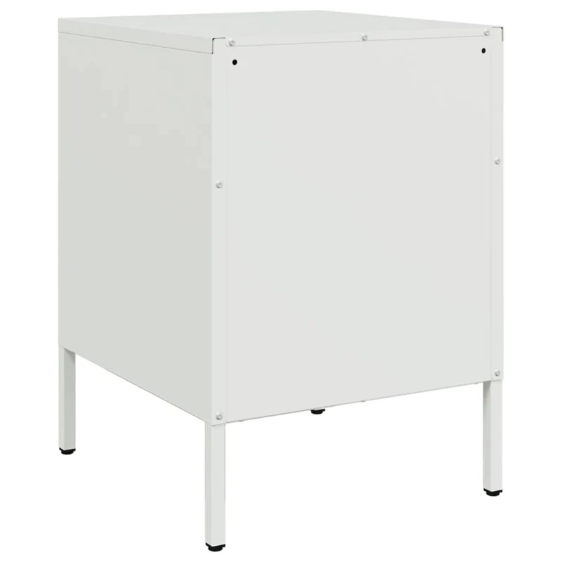 Table de chevet avec compartiment de rangement avec porte 36 x 39 x 50,5 cm acier blanc DEC033306