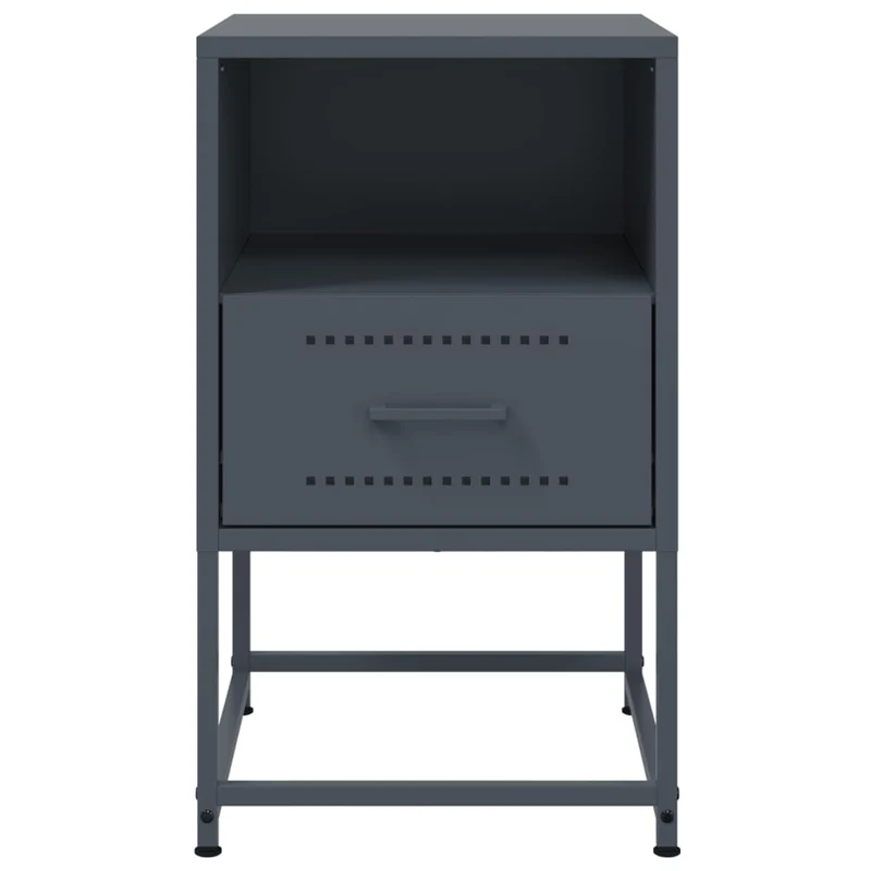 Table de chevet avec tiroir et compartiment ouvert 36 x 39 x 60,5 cm acier anthracite DEC033102