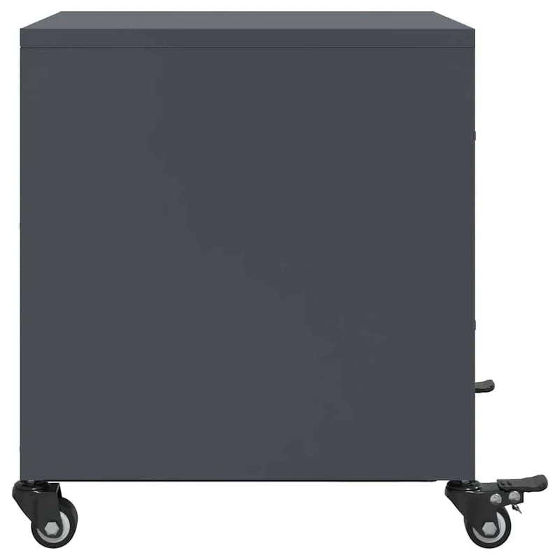 Table de chevet sur roulettes avec deux tiroirs 36 x 39 x 43,5 cm en acier anthracite DEC033095