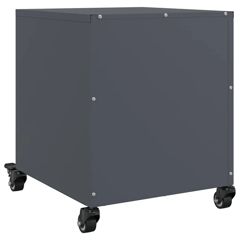 Table de chevet sur roulettes avec deux tiroirs 36 x 39 x 43,5 cm en acier anthracite DEC033095