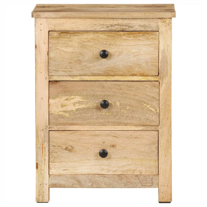 Table de chevet avec 3 tiroirs 45 x 35 x 60 cm bois de manguier DEC033020