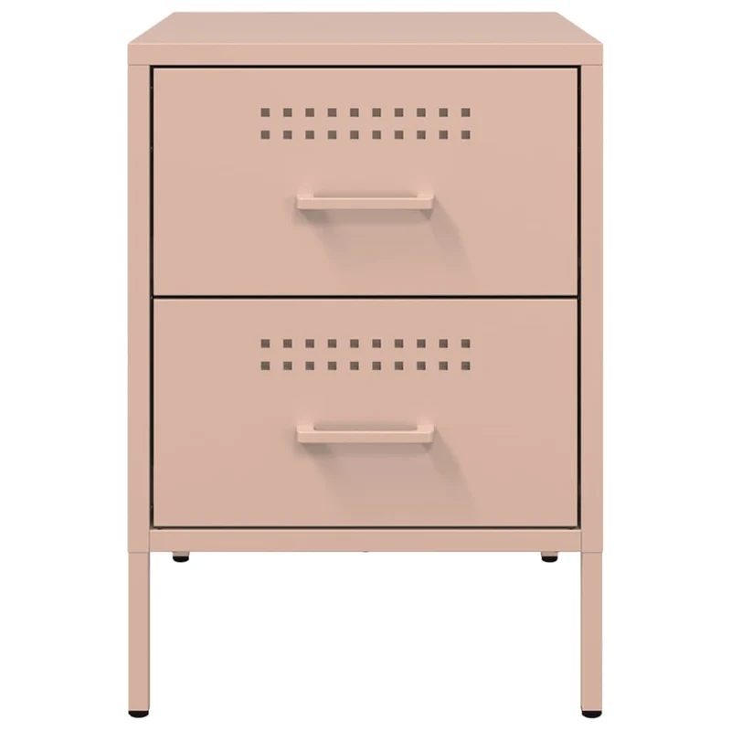 Table de chevet avec deux tiroirs 36 x 39 x 50,5 cm acier rose DEC034559