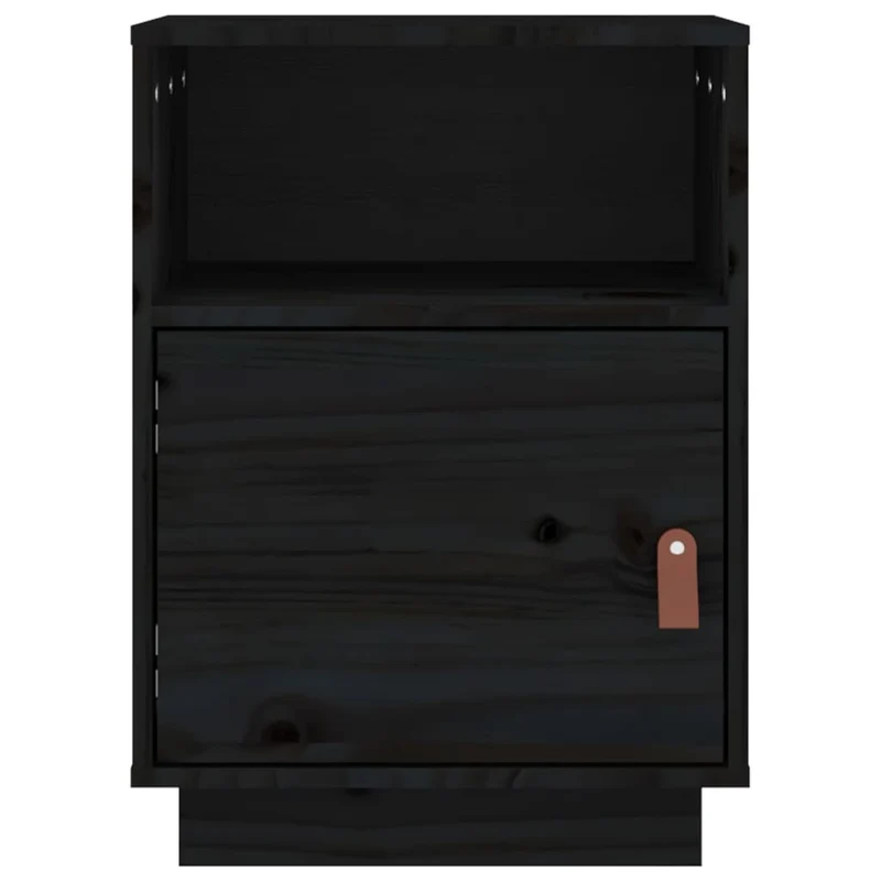 Table de chevet avec 2 compartiments et porte 40 x 34 x 55 cm bois de pin noir DEC034421