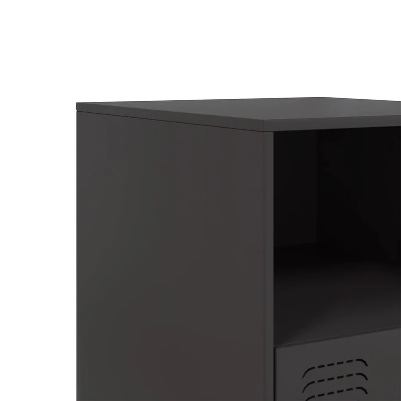 Table de chevet avec tiroir et compartiment ouvert 34,5 x 39 x 44 cm acier noir DEC034350