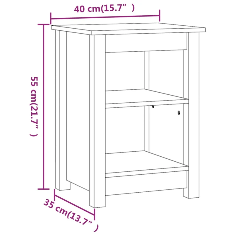 Table de chevet avec compartiment ouvert 40 x 35 x 55 cm bois de pin gris DEC033951